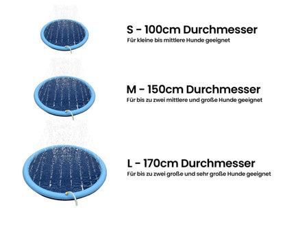 Splash Buddy -das pfotenhohe Hundeplanschbecken mit sanfter Sprinklerfunktion - Sommerspaß für deinen Hund